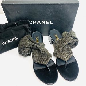 Chanel Knee High Stocking Heeled Sandals